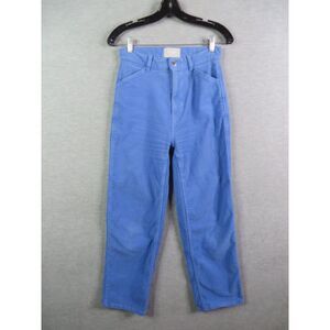 Everalane Womens Pants 0 Blue Straight Organic Cotton Crop Ankle Stretch Classic